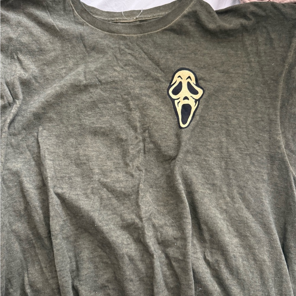 Green T-Shirt with Scream Mask Design